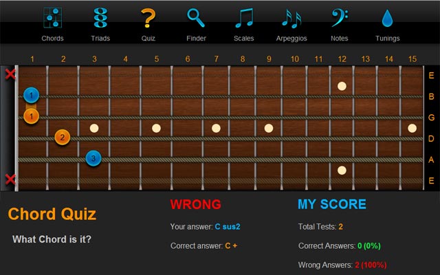 Chord Quiz :: My Score - ChordFinder.com